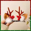 Chifres de Rena de Natal Transfronteiriços Decoração de Árvore Pequena Presilha de Cabelo de Natal Pelúcia Fofa Adereço de Cabeça para Festa de Feriado Acessórios de Cabelo para Meninas