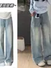 2026 Nuevos Jeans Retro Ajustados de Cintura Alta Sueltos de Color Claro Pierna Ancha para Mujer Adelgazantes Tipo Pera Pantalones de Pierna Recta