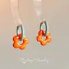 Pendientes de Botón de Flor Colorida Dopamina Colorida para Mujer Pendientes de Diseño de Nicho Dulce de Lujo Ligero Pendientes Lindos Dulces Delicados