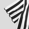 Camisa Casual de Manga Corta para Hombre Estilo Europeo y Americano Verano Transfronteriza Camisa Amazon Cuello Alto Rayas Corte Holgado