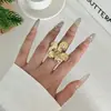 Anillo de Flor Versátil Moda Simple Europea y Americana Transfronterizo Personalidad Temperamento Exagerado Estilo Ins Anillo Abierto de Acero Inoxidable