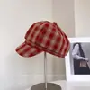 Gorra Octogonal de Cuadros Moda Retro Británica para Mujer, Gorra de Boina Versátil de Primavera que Hace que la Cara Parezca Más Pequeña, Gorra con Visera Protectora del Sol, Moderna