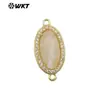WT-C334 Colgante Exquisito Oval de Piedra Preciosa de Color Amatista Destello Piedra de Cuarzo Rosa Borde de Circonita