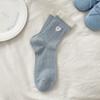 Calcetines sin costuras con bordado de corazón para mujer, calcetines a media pantorrilla, calcetines largos de algodón fino para primavera y verano, estilo coreano moderno con lazo