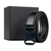 Cinturón de cuero genuino para hombre con patrón de lichi de dos capas, hebilla automática, disponible en stock, de alta gama y versátil, viene en una caja de regalo