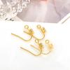 Hebilla de Oreja en Forma de U Gancho para Pendientes Semi-Terminado Accesorios de Joyería DIY Zirconia Micro-Pavimentada Chapado en Oro Real de 14K Gancho de Oreja Conservador del Color A24C