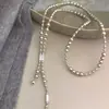 Collar de Perlas Minimalista Coreano de Múltiples Capas para Mujer, Sencillo y Elegante, Versátil, Único, de Nicho, Cadena de Suéter de Gama Alta