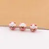 Gato de la Suerte con Forma de Y Flor Pintada a Mano en Cerámica Agujero Horizontal Cuentas Sueltas Cuentas para Pulsera DIY Colgante Decoración de Coche Cuentas para Joyería