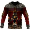Moda Primavera e Outono Quente Transfronteiriça Suéter 3D Masculino Guerreiro Viking Estampado Moda de Rua Moletom Clássico