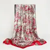 Pañuelo Cuadrado Grande Estampado Floral Retro Protector Solar para la Cabeza Chal de Viaje Pañuelo Versátil para Mujer Pañuelo de Seda
