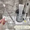 Vaso Textura Glaciar para Enjuague Bucal Hogareño Femenino Taza para Cepillado y Lavado de Dientes Taza para Dientes Taza Bucal Taza para Dientes Taza con Portacepillos Transparente de Gran Capacidad