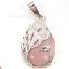 Ventas Directas de Fábrica Joyería Retro Europea y Americana Conjunto de Piedra Natural Cristal Rosa Colgante Accesorios de Exportación