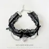 Collar con Colgante de Corazón con Borde de Encaje para Mujer, Gargantilla de Moda Negra de Nicho, Cadena Personalizada Simple para Clavícula, Estilo Oscuro