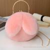 Bolsa de Coelho de Pelúcia Feminina Transversal Estilo Coreano Fofa Portátil Bolsa Mao Mao Outono e Inverno Nova Bolsa com Presilha de Orelha de Coelho