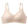 Tailandia Ropa Interior Fina Sin Marcas para Mujer Sin Aro Pecho Pequeño Push-up Anti-caída Parm Soporte Suave Tirante
