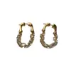 Pendientes de Zirconia Chapados en Oro Cobre Ultra Brillantes de Alta Calidad, Moda de Lujo Ligero Simples de Gama Alta Versátiles Estilo Oro