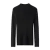 Tricô Listrado 100% Caxemira Gola Alta Meia Feminino Base Outono e Inverno Novo Estilo Pulôver Slim