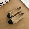 Zapatos de tacón bajo de un solo color con bloques de color estilo Chanel, rombos y lazo para mujer 2026, suela suave, cómodos, versátiles, no cansan los pies, zapatos de tacón para ir al trabajo