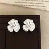 Brincos de Flor Escovados Casuais, Luxo Acessível, High-End, Modernos e Versáteis, Design Elegante de Nicho, Brincos Diários Personalizados