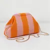 Bolso de Mano de Punto Rayado, Bolso de Mahjong, Versátil Portátil para el Día a Día, Tejido con Clip de Almacenamiento, Bolsa de Maquillaje, Gran Capacidad