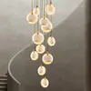 Lustre todo em cobre com mármore espanhol, iluminação de luxo transfronteiriça para escada de villa duplex, luminária giratória para átrio de sala de estar