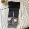 Leggings Novos para Meninas com Forro de Fleece para Outono e Inverno, Roupa Externa, Meias-Calças de Fleece Grossas Inteiriças com Desenhos Animados, Calças Longas Quentes Infantis de Retalhos