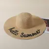 Diseño Original Bordado de Letras Sombrero de Paja de Ala Ancha para Mujer Vacaciones en la Playa Protección Solar Parasol Sombrero de Playa Sombrero de Paja Tejido de Verano