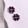 Botões Acrílicos de Trevo de Quatro Folhas Xadrez Roxo para DIY em Roupas Infantis Pingente de Corrente para Celular Acessórios de Flor para Sapatos