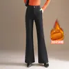 Pantalones de terciopelo ajustados favorecedores de una sola pieza con microcampana de terciopelo para mujer 2026 Otoño/Invierno nuevo estilo de cintura alta con caída pantalones casuales largos pantalones de moda