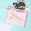 Estojo de malha transparente para lápis e material escolar para alunos do ensino fundamental e médio, estojo de lápis de grande capacidade, estojo de nylon fofo e de alta qualidade atacado