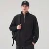 Sudadera para hombre 2026 primavera/otoño nuevo estilo, cuello alto, chaqueta de media cremallera, chaqueta de color liso texturizada estilo japonés, moderna