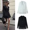 Blazer de Moda Femenina Popular en Aliexpress Europeo y Americano Transfronterizo, Simple y Elegante, Versátil, con Retazos de Encaje