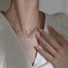 Collar de doble capa con circonita y flor de mariposa para mujer, nuevo diseño de nicho de lujo ligero 925, cadena de clavícula sencilla y elegante.