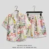 Camisa de flores hawaianas traje de playa verano delgado Sanya viaje hombres y mujeres pareja talla grande shorts casuales holgados