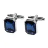 Aliexpress Amazon Transfronterizo Nuevo Rectangular Incrustado de Diamantes Cristal Azul Gemelos para Camisa de Hombre Traje Gemelos