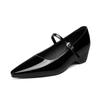 Sapatos Mary Jane com Salto Interno para Mulheres 202 Primavera e Verão Novo Estilo Estilo Francês Bico Quadrado Salto Grosso Sapatos para Roupa de Trabalho Casual Profissional