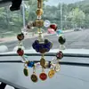 Colgante de coche colorido estilo templo con cristal y vidrio de cinco colores, candado de paz de brocado Song, decoración de coche, amuleto de la fortuna