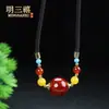 Cadena de Clavícula de Cinabrio Natural Cuentas Wanfu Cuentas de Transferencia Arena Granulada Arena de Cristal Arena de Rejalgar Collar del Año Animal Regalo