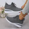 Zapatos para mujer Grulla de Almohada Blanca, tallas 36-43, zapatos casuales, talla grande, nuevo diseño de tejido fly-knit, adecuados para primavera, otoño, verano e invierno, zapatillas deportivas para correr, tacón de cuña, tacón medio