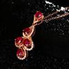 Collar de Plata para Mujer Colgante de Plata Colgante Gota de Agua Colgante Gota de Agua Rubí Oro Rosa de 18K Joyería de Plata
