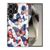 Adequado para Capa de Celular Samsung S26Ultra A90 Bandeira Borboleta S24 Vidro Temperado A16 Capa Protetora Preta A07