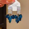 Pendientes de Borla de Cristal de Resina Incrustados de Diamantes con Forma de Rombo Lujo Accesible Ganchos de Oreja de Gama Alta Moda Personalizable Pendientes Versátiles para Mujer