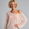 Top de estilo perezoso transfronterizo otoño-verano para mujer, cubrepiso a rayas transfronterizo, estilo coreano, cuello oblicuo, transpirable, manga larga, holgado, versátil, camiseta