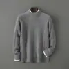 Suéter de Lana 100% Pura para Hombre, Cuello Medio Alto, Invierno, Simple, Casual, Tejido Suelto, Capa Base