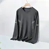 Camiseta deportiva casual para hombre de manga larga con estampado, moderna para adolescentes, adecuada para todas las estaciones, cuello redondo, top básico de manga larga