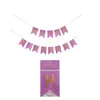 Bandeira de Puxar de Aniversário com Estampagem Dourada Glitterada Bandeira Cauda de Peixe Suprimentos para Festa Banner Flor Feliz Tira para Pendurar Suprimentos de Decoração de Atmosfera