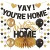 Banner de Boas-Vindas Decoração Banner com Glitter Preto e Dourado Decoração de Festa de Boas-Vindas Banner para Pendurar