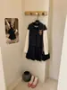 Roupa Infantil Coreana Conjunto para Meninas 2025 Outono Novo Estilo Moda Colete Jeans Urso Saia Plissada Elegante