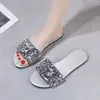 Sandalias planas de playa, nuevo estilo 2026, sandalias romanas casuales para uso en exteriores, punta abierta, talla grande, sandalias con lentejuelas para mujer, colección de verano