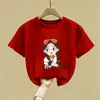 Camisetas de Verano de Manga Corta para Niñas, Nuevo Estilo, Lindas, Estilo Coreano, de Verano, Media Manga, Algodón Puro, Estampadas, Modernas, para Niños Pequeños y Medianos